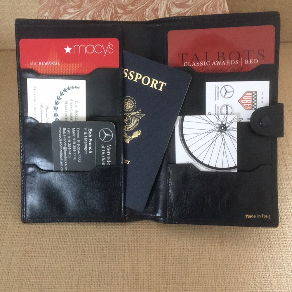 Navy leather passport wallet made inItaly/vintage
